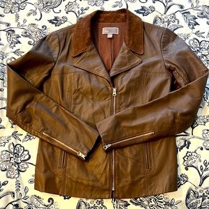 Chelsea 28 Brown Leather Moto Jacket
